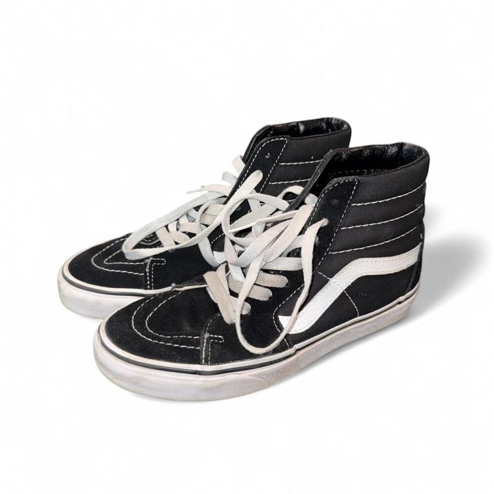 Vans Suede Black & White High Top Skate Sneakers Classic Stripe Skater Shoes 6.5